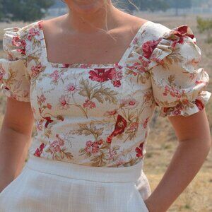 Women's Handmade Cotton Floral Cottagecore top, M